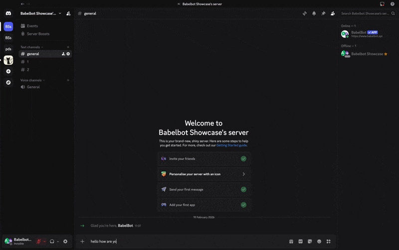 A real Discord channel where BabelBot moves translations into a thread